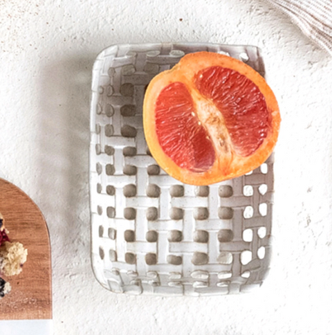 Handmade Stoneware Basket Dish