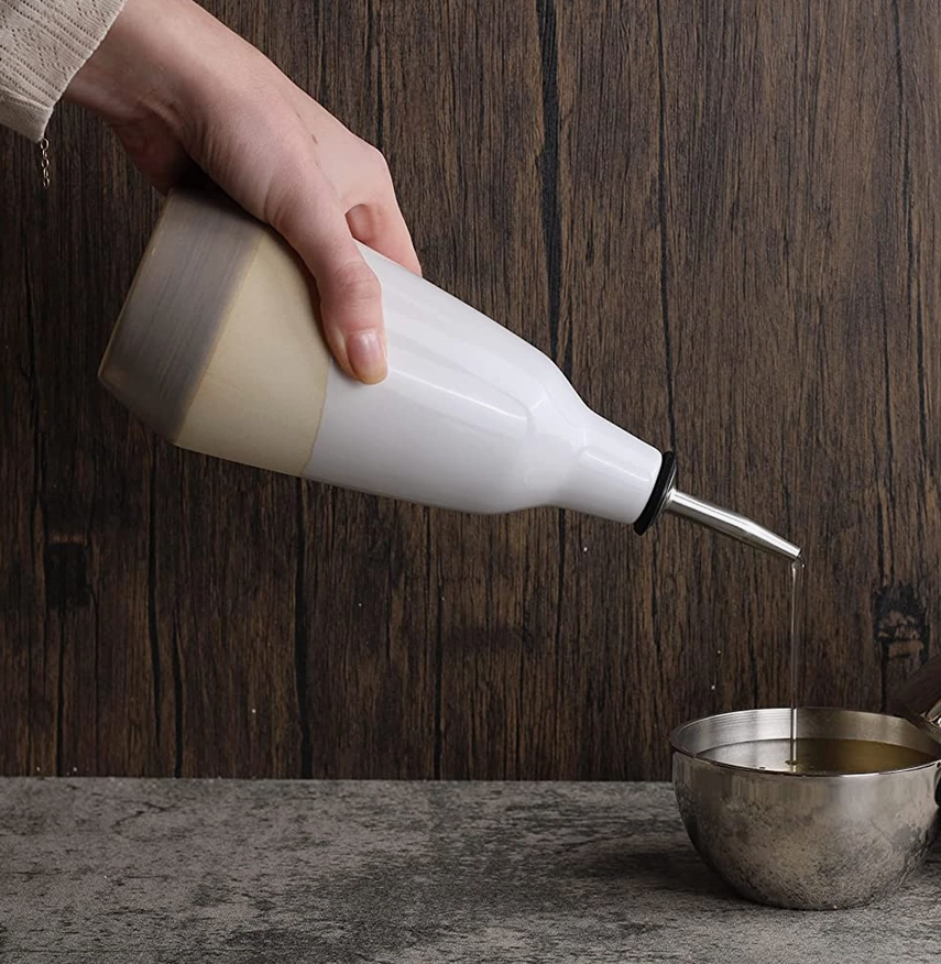 Gute Cruet Ceramic Olive Oil Dispenser Bottle - 400ml