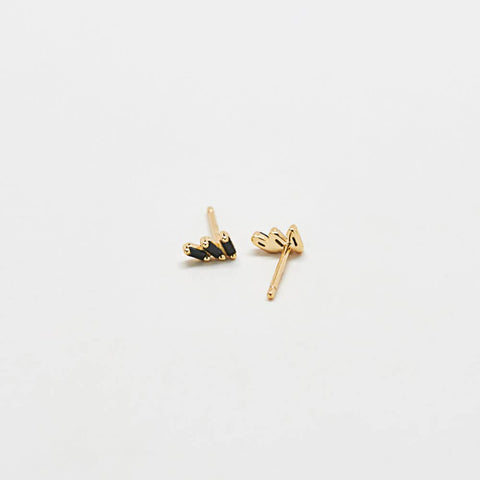 Black Triple Baguette Gold Vermeil Geometric Stud