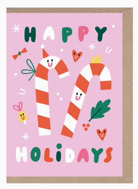 Happy Holidays Candy Canes Card