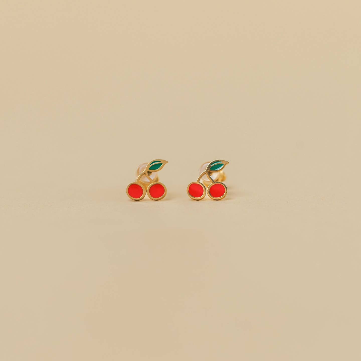 Cherry Enamel Flat Back Kids Earrings