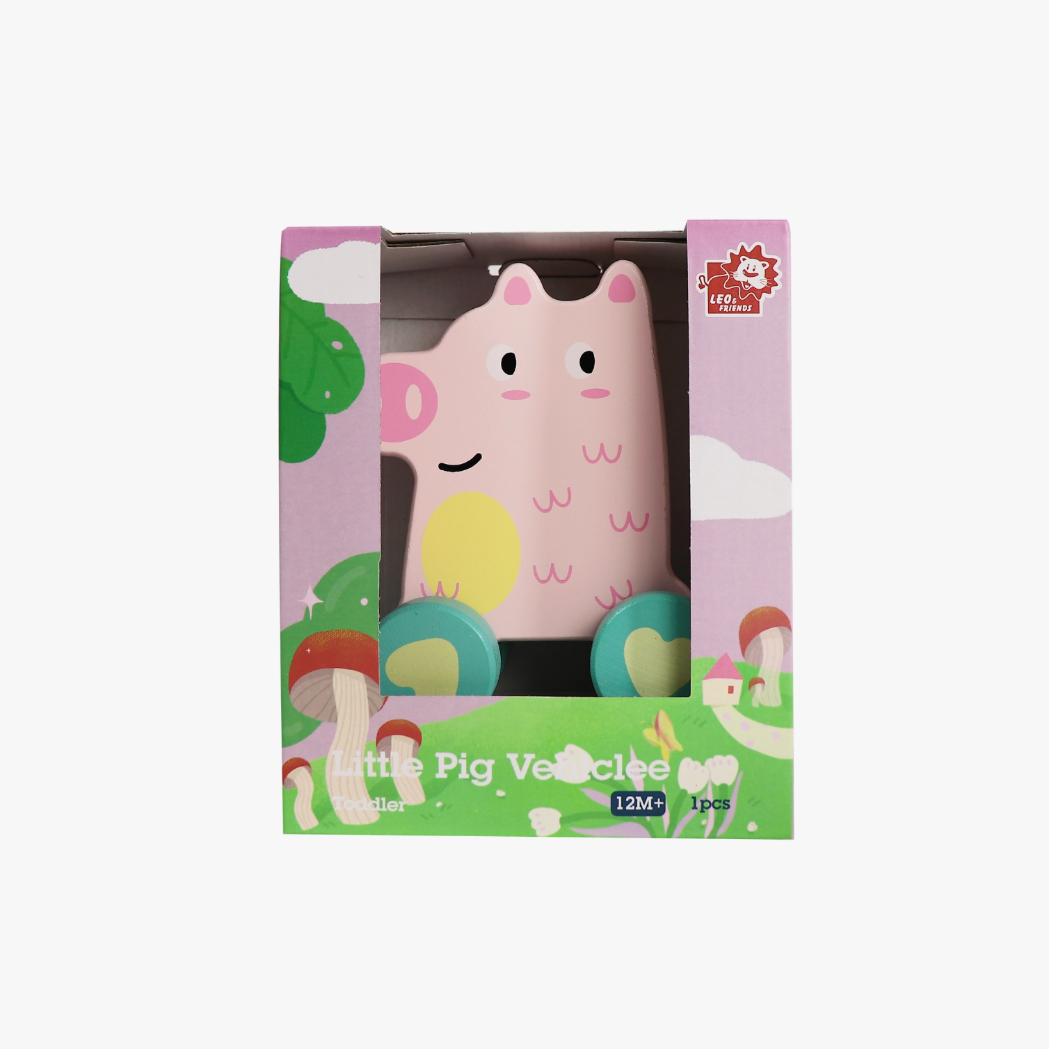 Wooden Little Pig Vehicle Toy