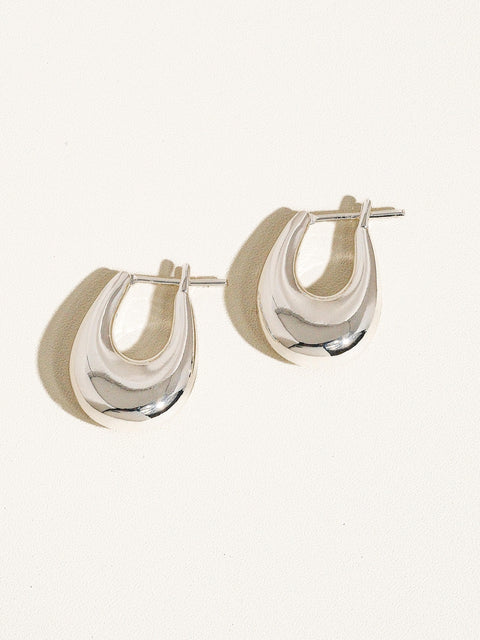 Quinn Classic Silver Droplet Hoop Earrings