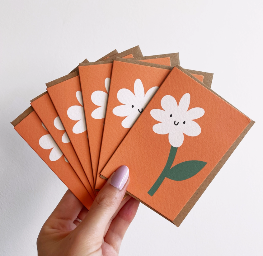 Pack of 6 X Mini Flower Cards -Cute - A7 -Floral - Multipack