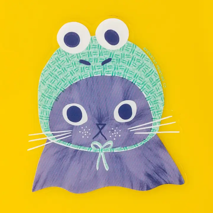 Frog Hat Cat Clear Sticker