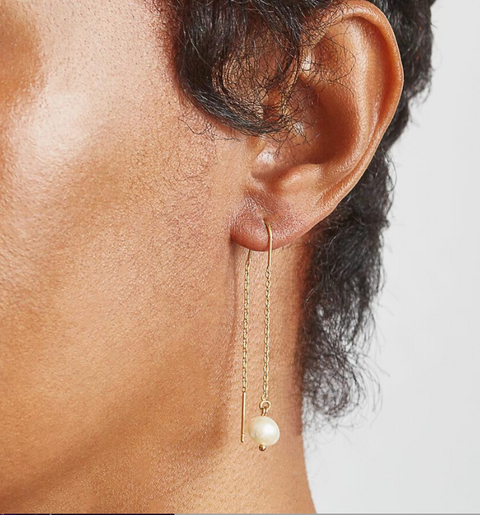 Gold Pearl Threader Earrings