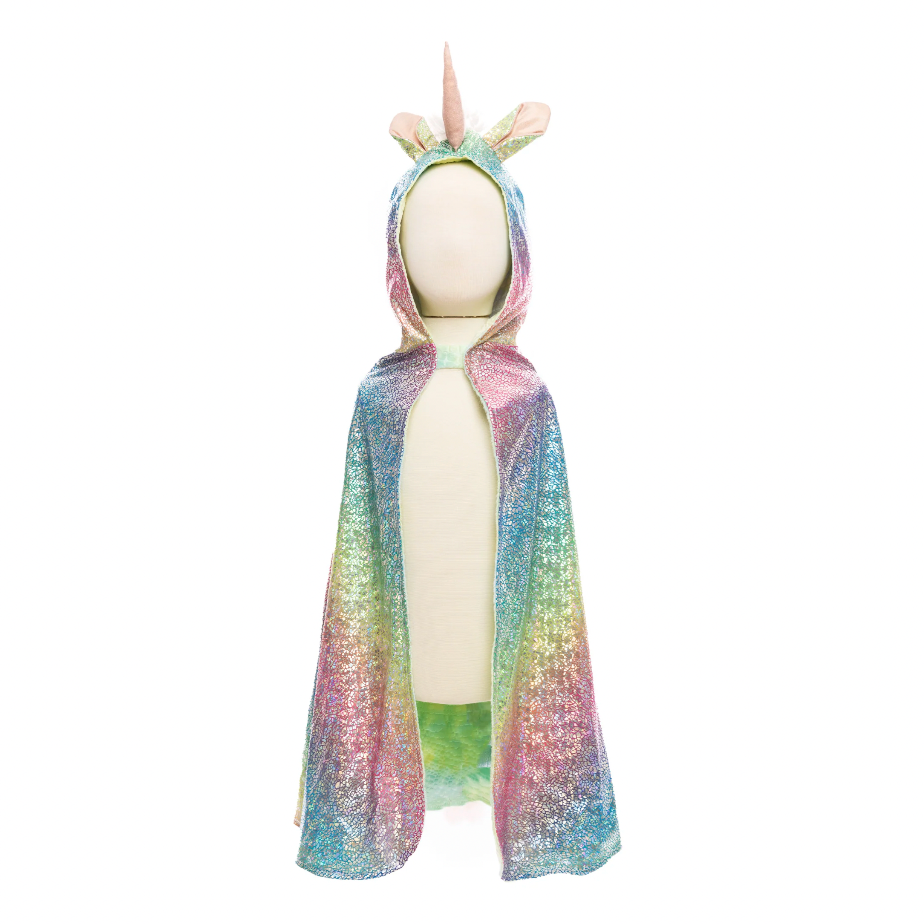 Rainbow Reversible Unicorn Dragon Cape, Size 3-4