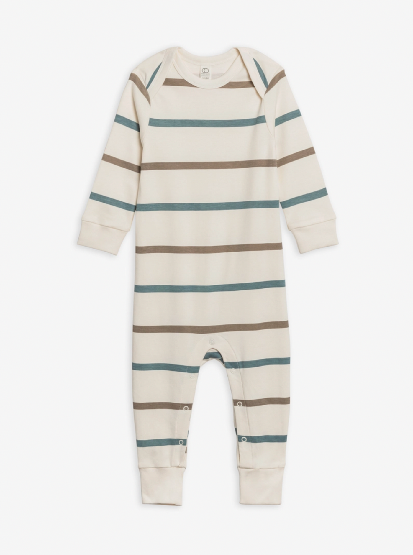 Organic Baby Aspen Romper - Max Stripe / Teal + Taupe