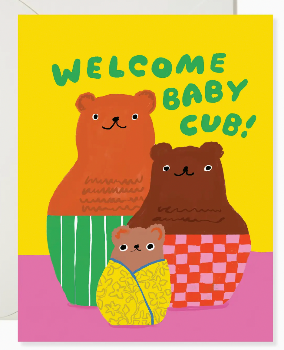 Bear Cub Nesting Doll Welcome Baby Card