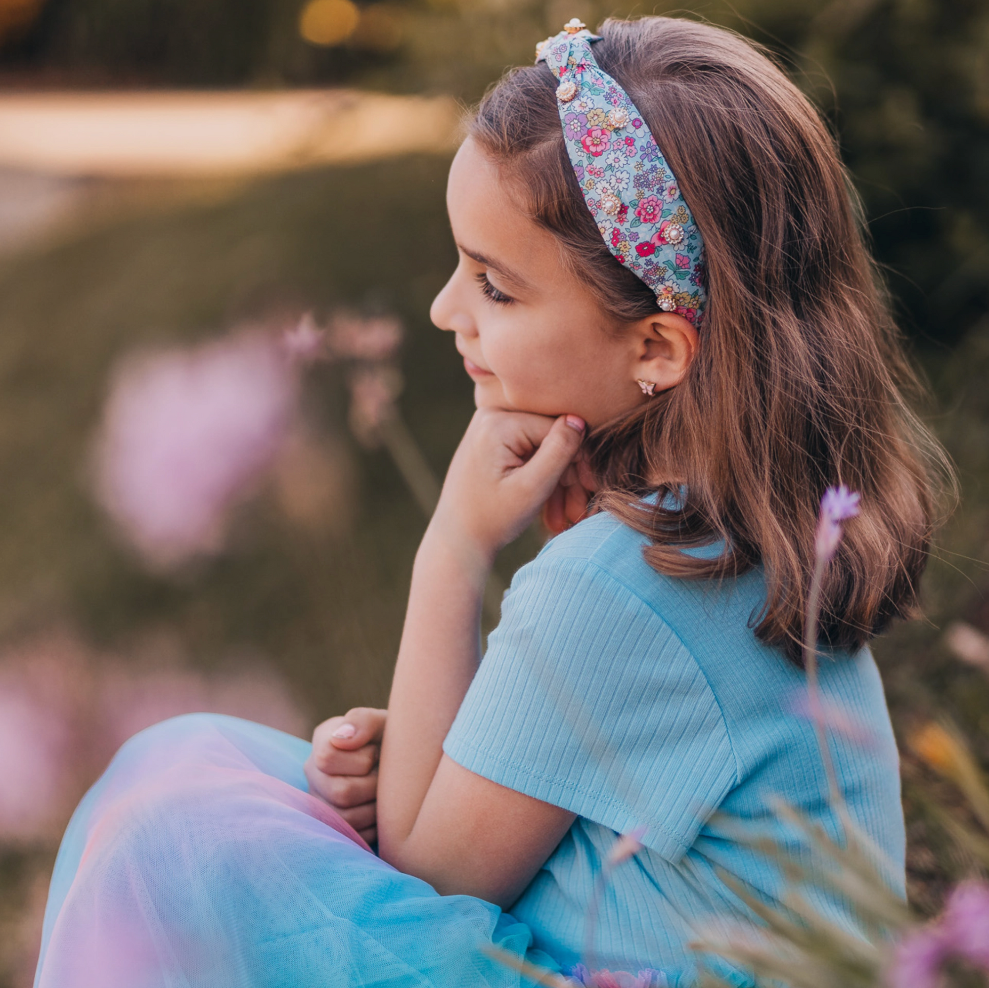 Embellished Floral Pearl Knot Headband