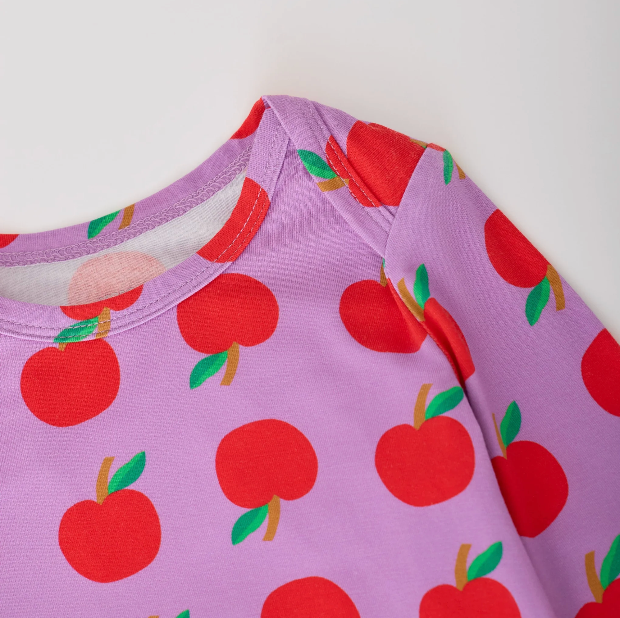 Long Sleeve Bamboo Onesie Pink Apple