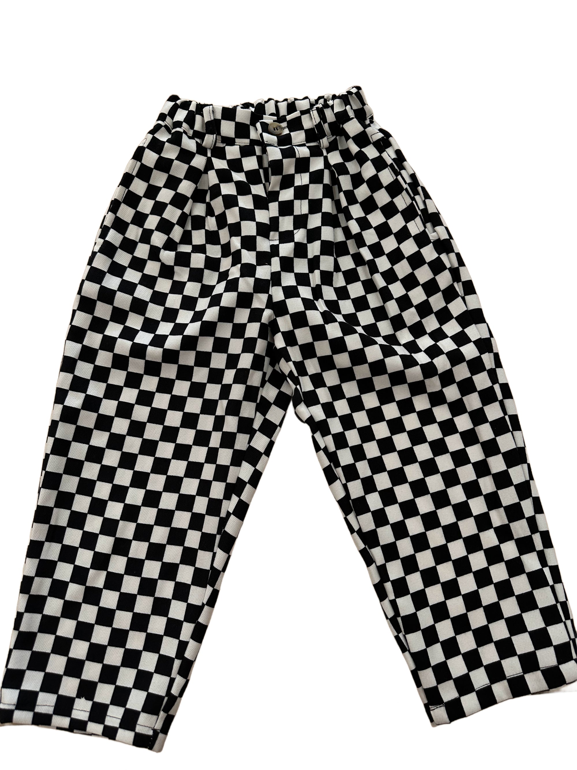 Kids Black Checker Twill Pants
