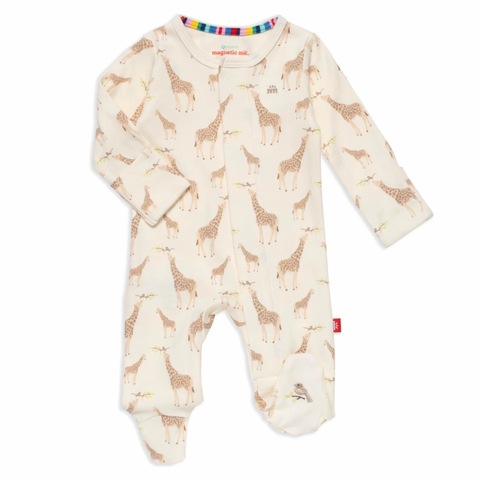 Cream Jolie Giraffe Organic Cotton Magnetic Footie