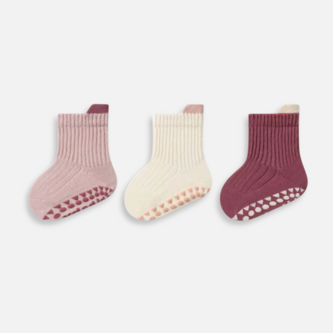 Infant Non-Slip Pink Socks (Set of 3)