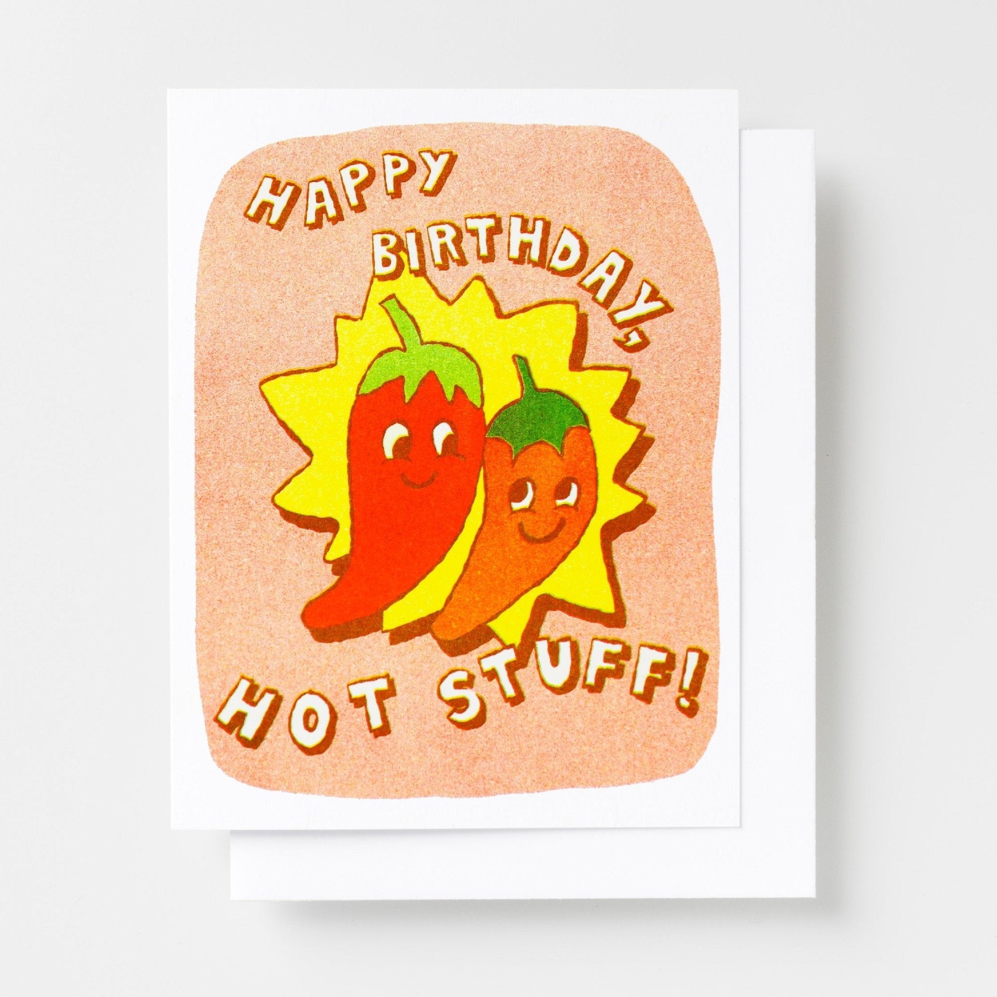 Happy Birthday Hot Stuff Peppers Risograph Card