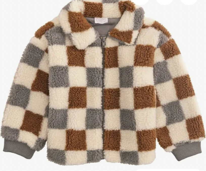Tan Check Sherpa Toddler Jacket