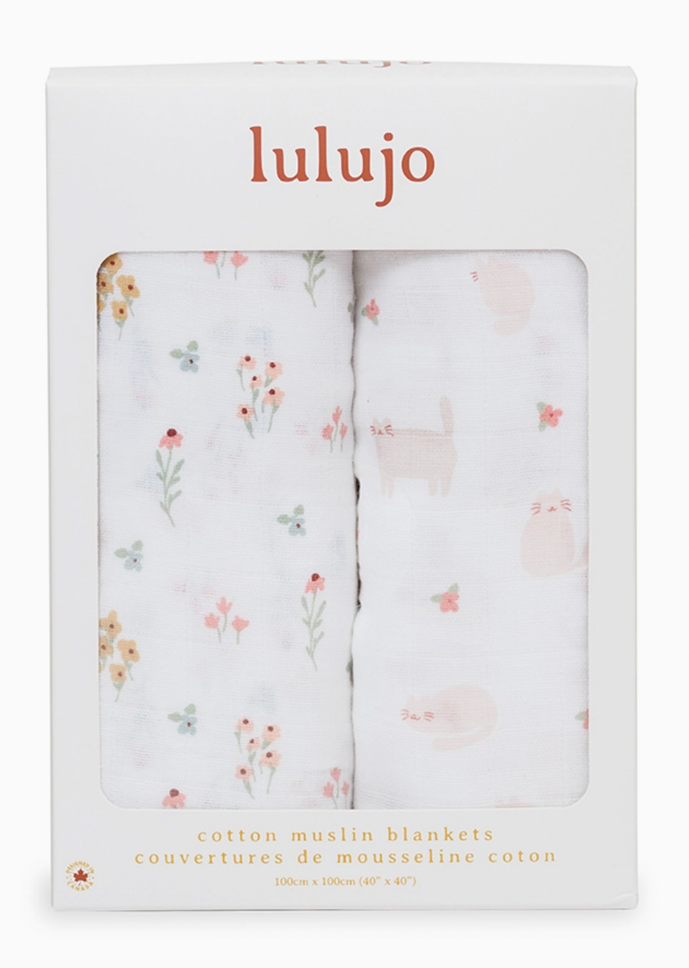 2-pack Cotton Swaddles -Kitty Cat/ Flower Field