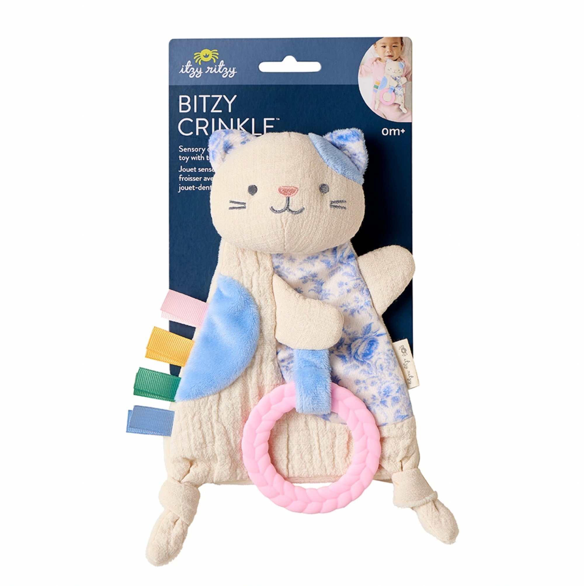 Bitzy Crinkle Sensory Toy with Teether Kitty