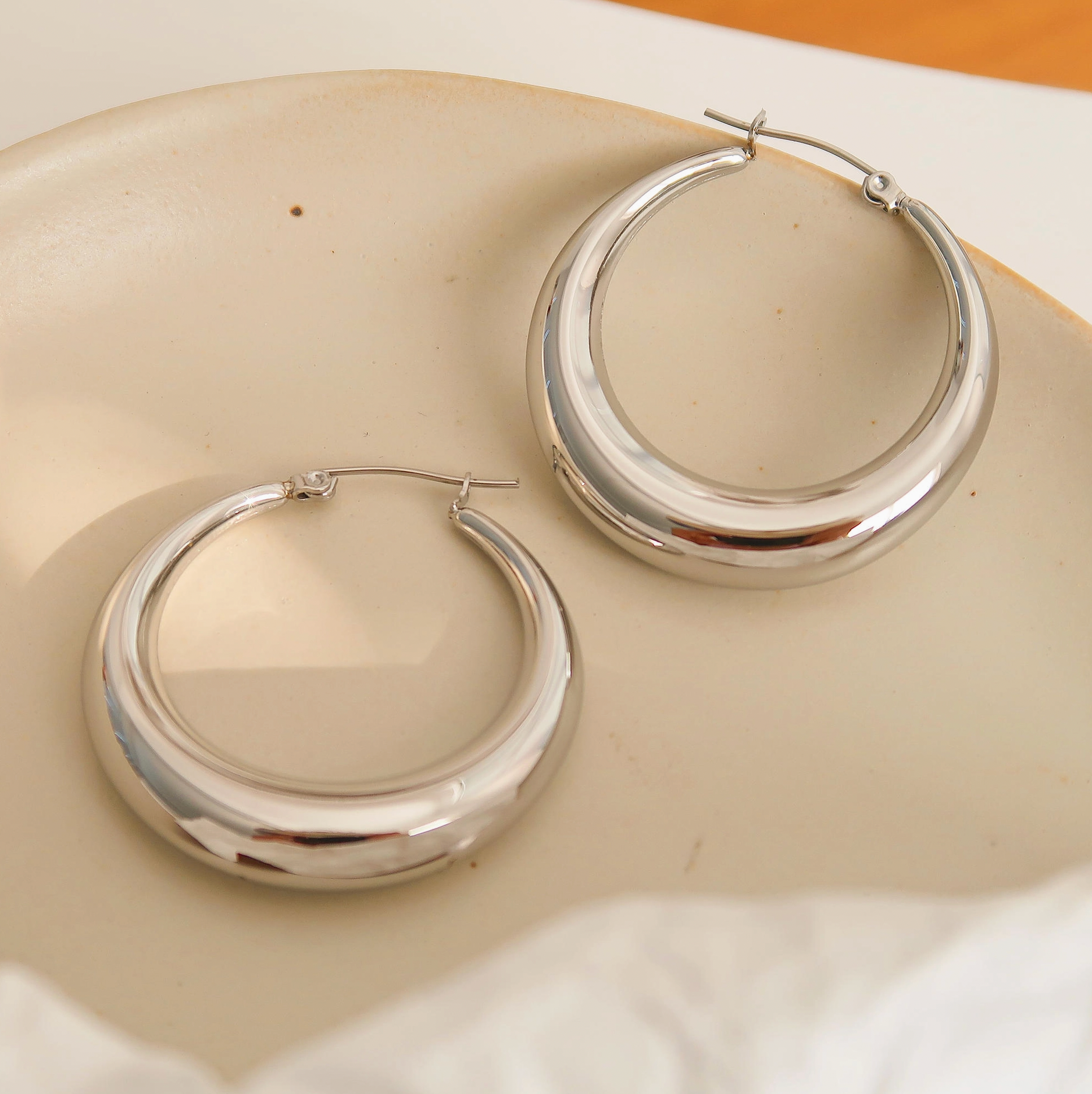 Galene Silver Classic Large Hoop Earrings