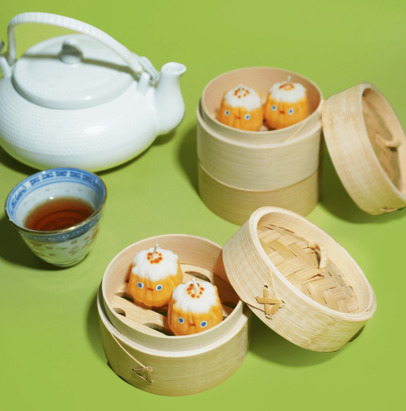 Cute Shumai Candle (2 Dumplings + Steamer)