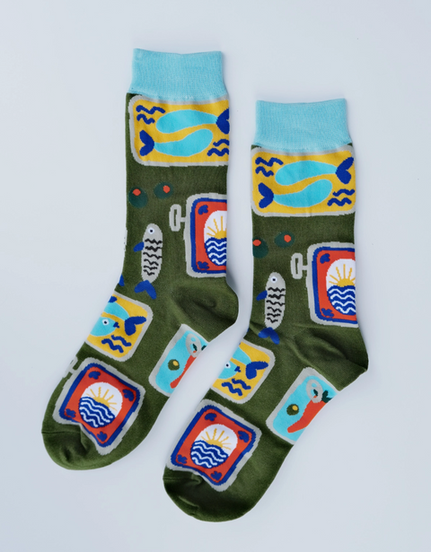 Tinned Fish 100% Cotton Women's Crew Socks