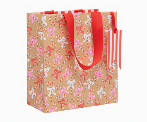 Candy Cane Kraft Gift Bag Medium