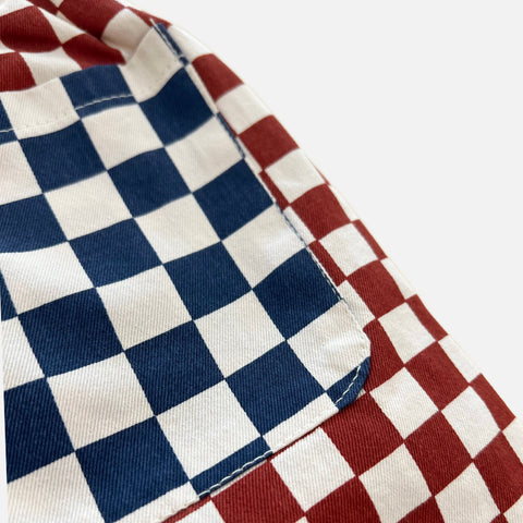 Two Tone Checkerboard Shorts Red/Blue