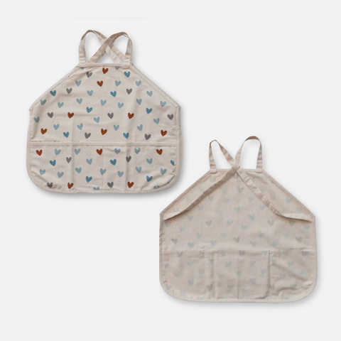 Cotton Cross Back Printed Child Apron with 3 Pockets - Hearts