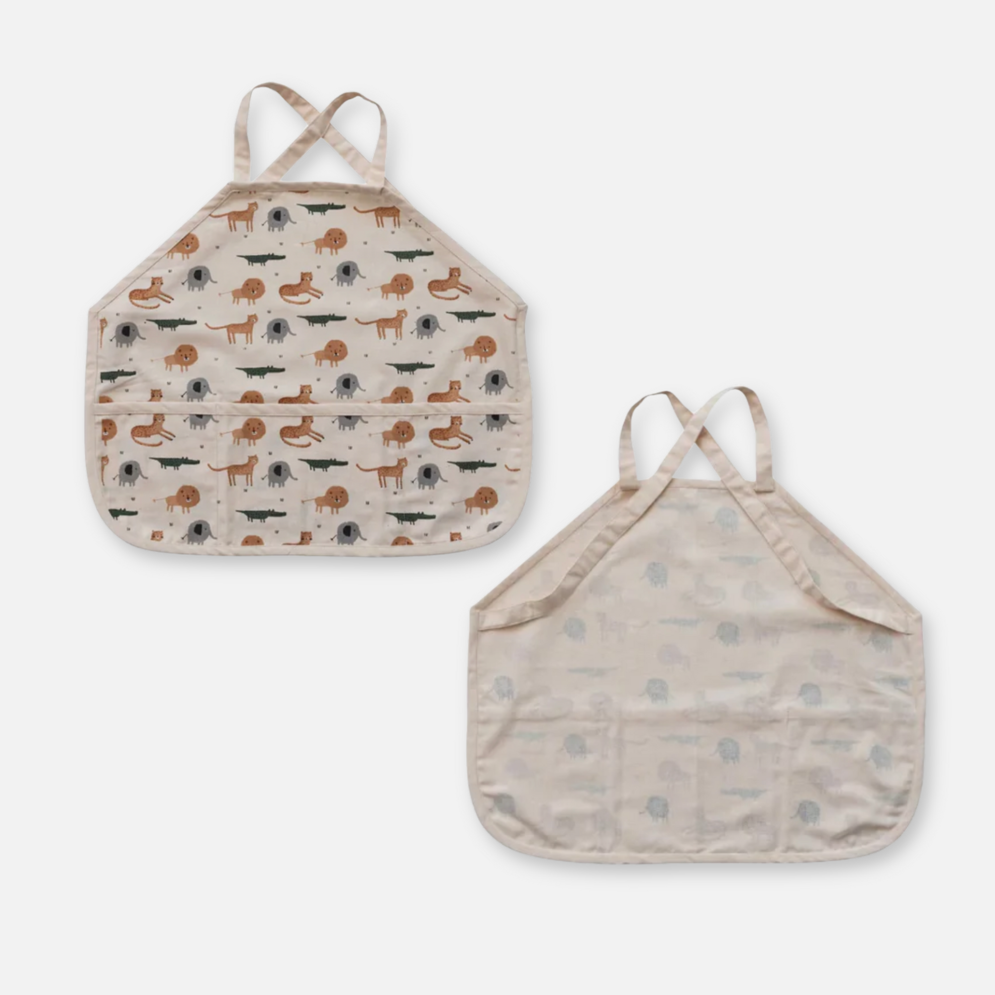 Cotton Cross Back Printed Child Apron with 3 Pockets - Animals