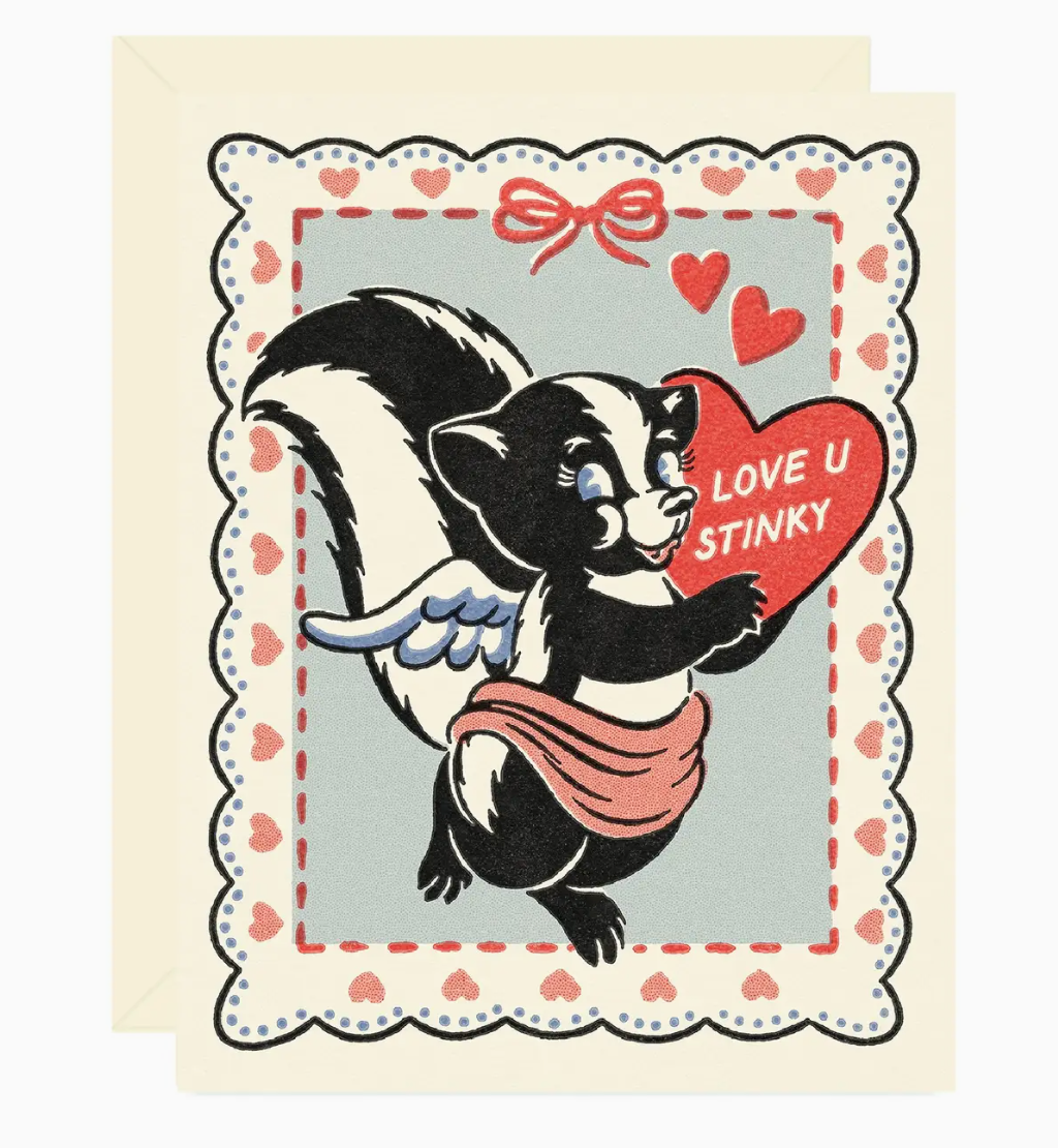 Love U Stinky Skunk Valentine Greeting Card