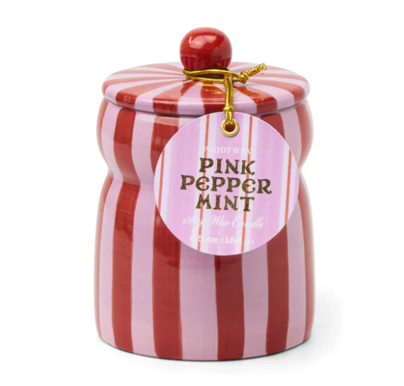 Striped Cabana Candle Pink Pepper Mint