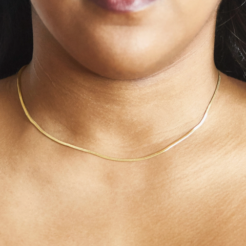 Ultra Thin Gold Herringbone Necklace