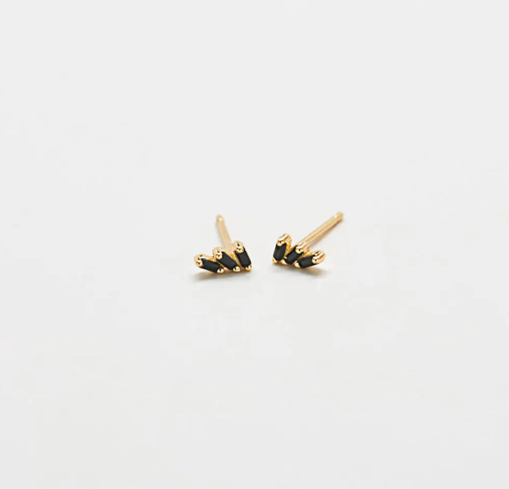 Black Triple Baguette Gold Vermeil Geometric Stud