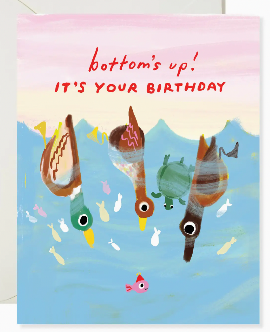 Bottoms Up Birthday - Funny Pun Birthday Card