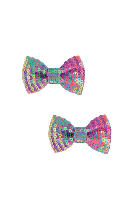 Rainbow Sequins Bow Hairclip  (Set of 2)