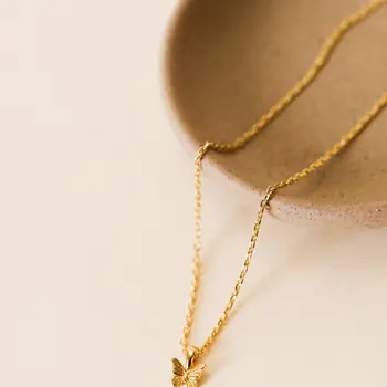 Mini Butterfly Pendant Necklace - 18k Gold Plated