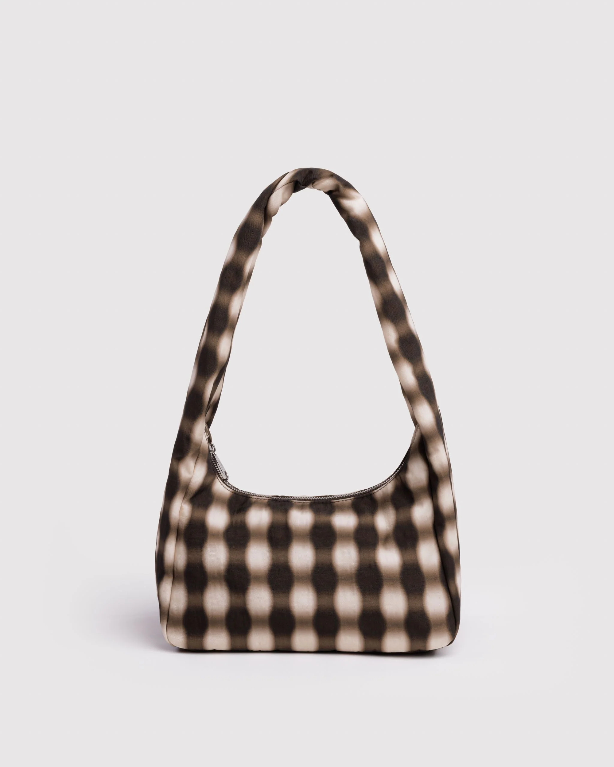 Small Nylon Meringue Bag - Blurred Gingham Brown