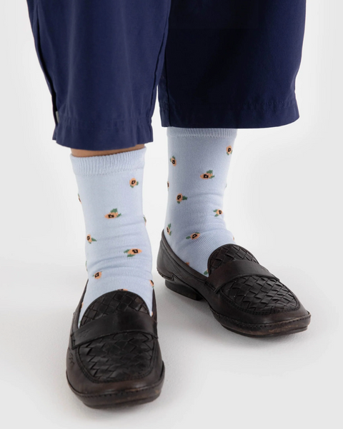 Baggu | Crew Sock Blue Rosette