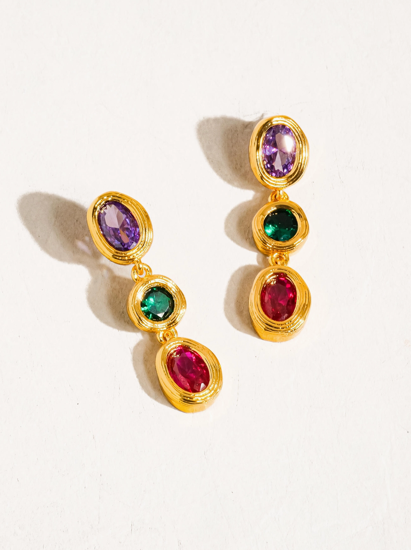 Brunwyn Gold Multi Colored Stone Drop Earrings - Stay Forever