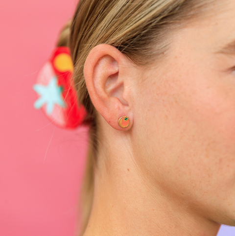 Tomato Enamel Stud Earrings