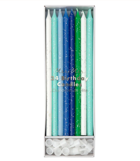 Blue & Green Glitter Candles