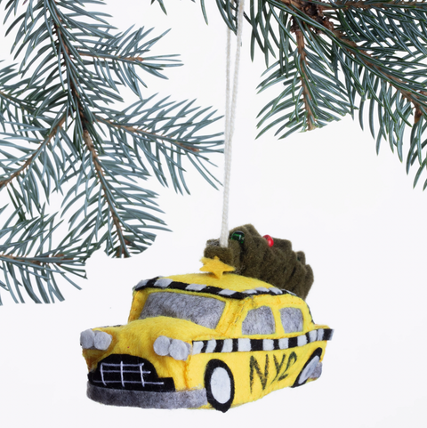Taxi & Tree Felt Ornament