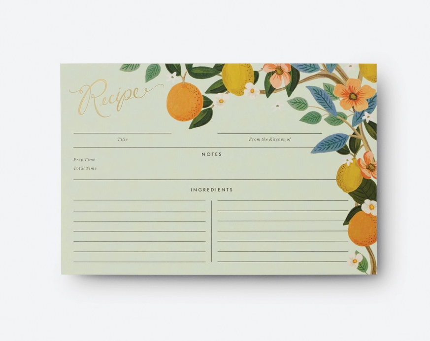 Pack of 12 Citrus Grove Recipe Card