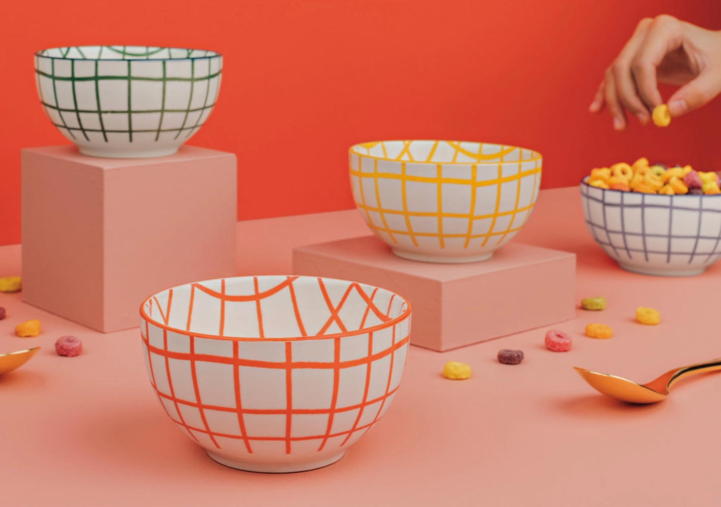 Assorted Wobbly Check Bowls