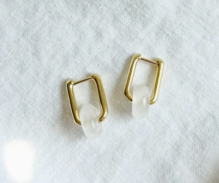 Crystal Quartz Huggie Hoop