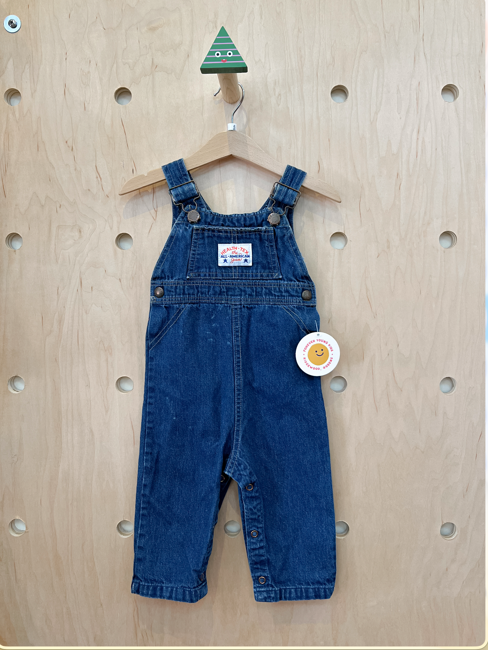 (pre-worn) vintage health-tex denim overalls 6/9M
