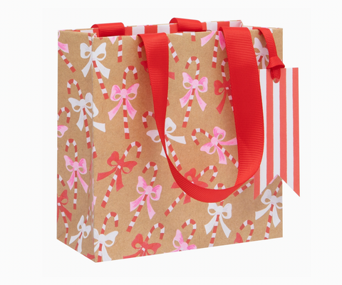 Candy Cane Kraft Gift Bag Small