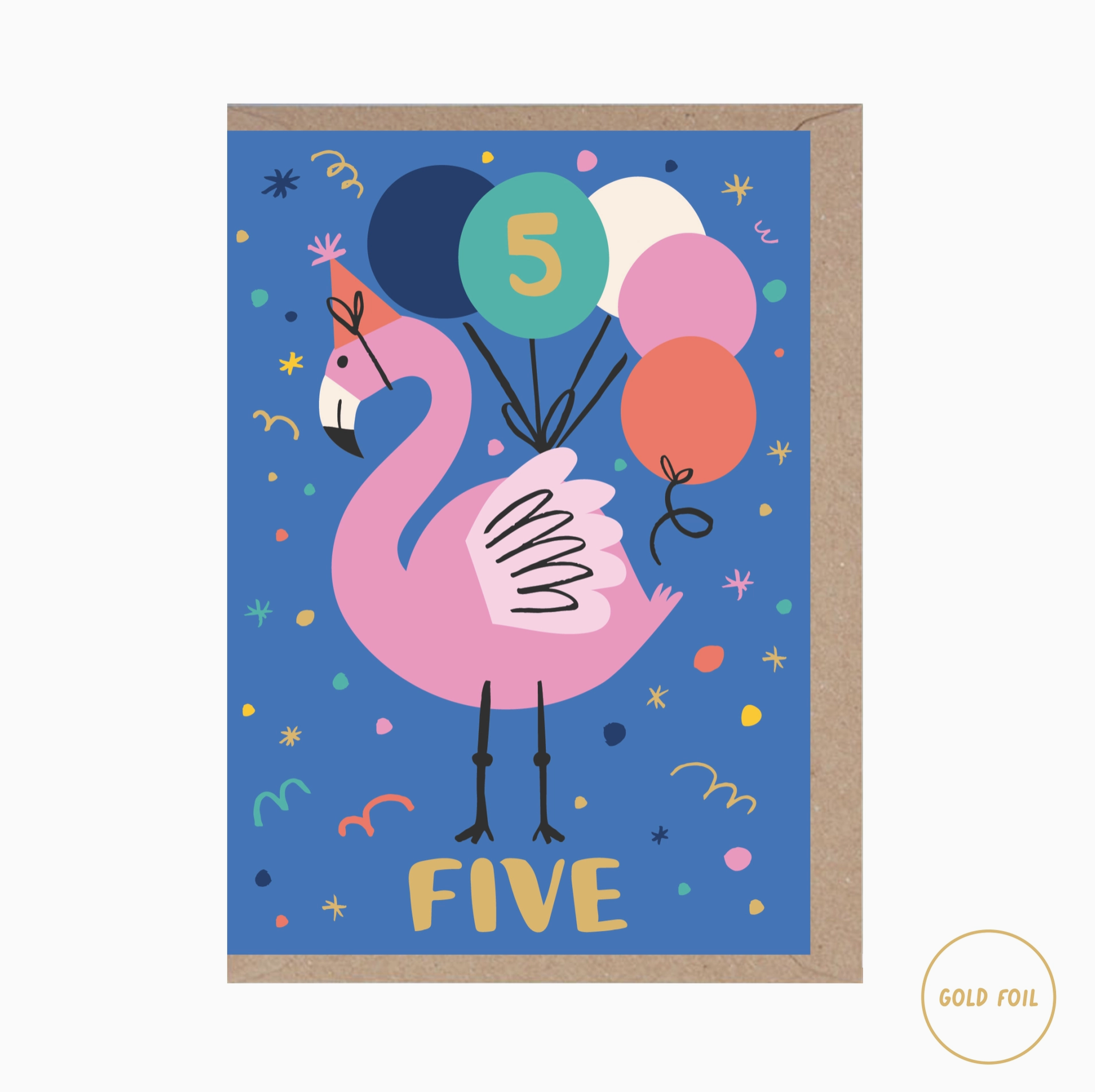 5 Year Old Flamingo Birthday Card