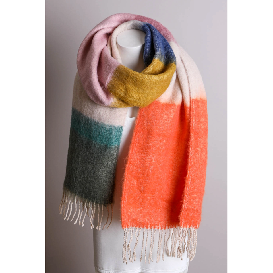 Fuzzy Color Block Scarf
