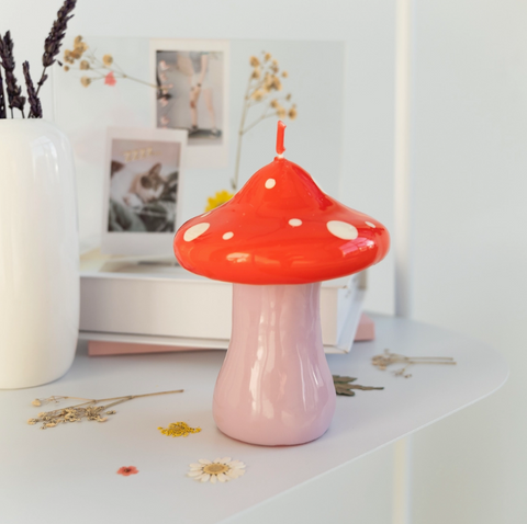 Large Red Mushroom Candle